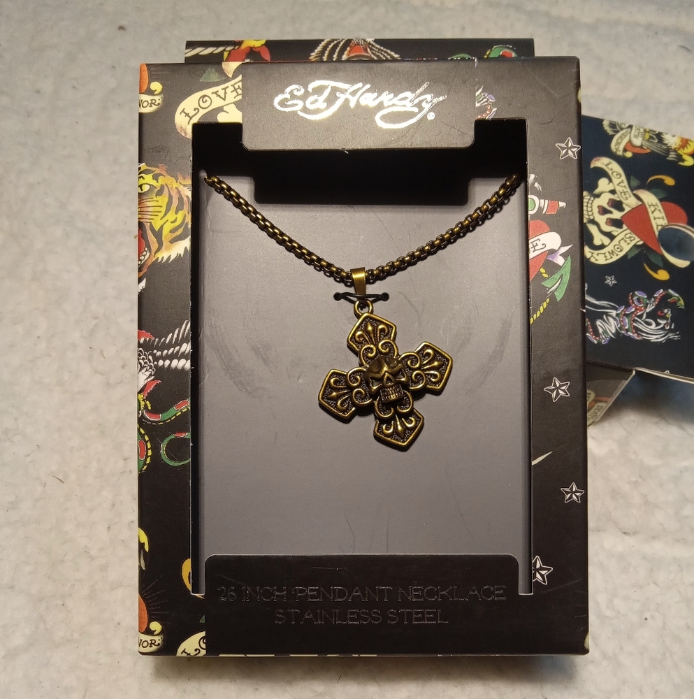 NWT ED HARDY Skull Necklace - Picture 3 of 5